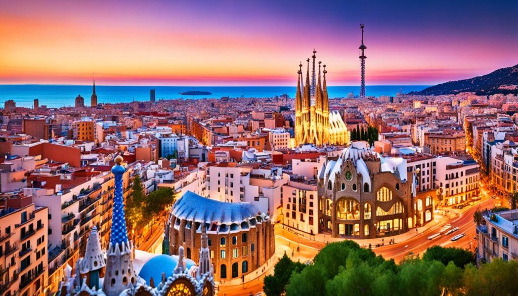 Barcelona skyline with Sagrada Familia