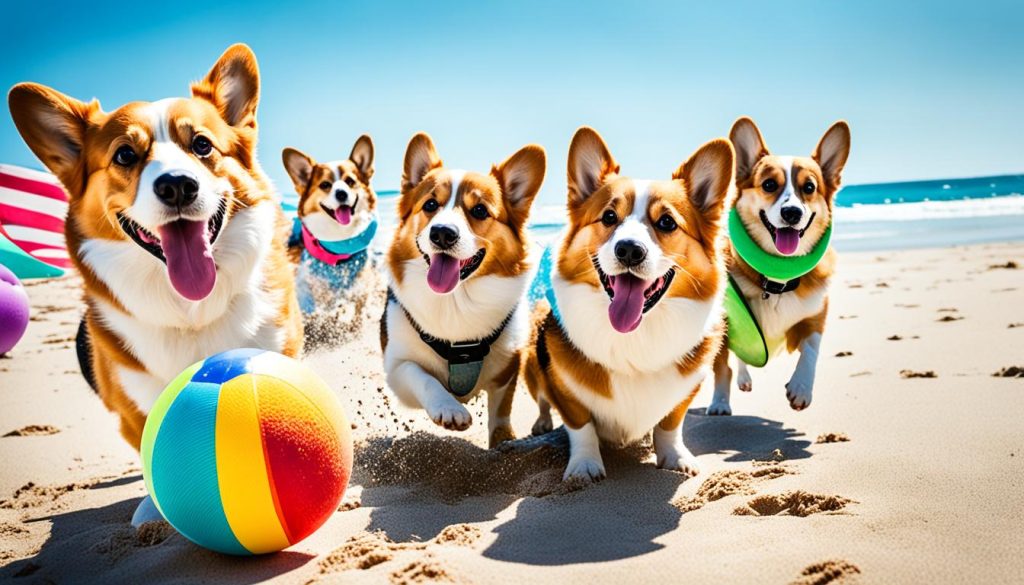 Corgis on the beach