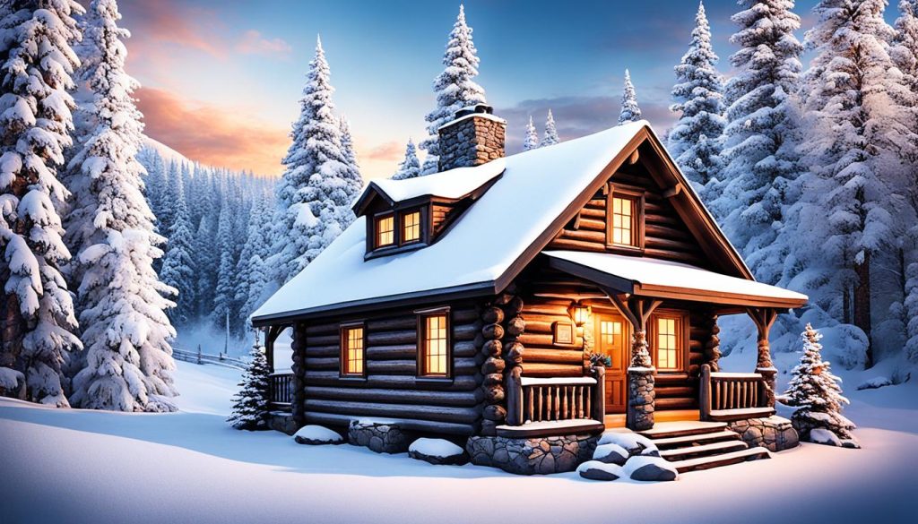 Cozy cabin in the snow