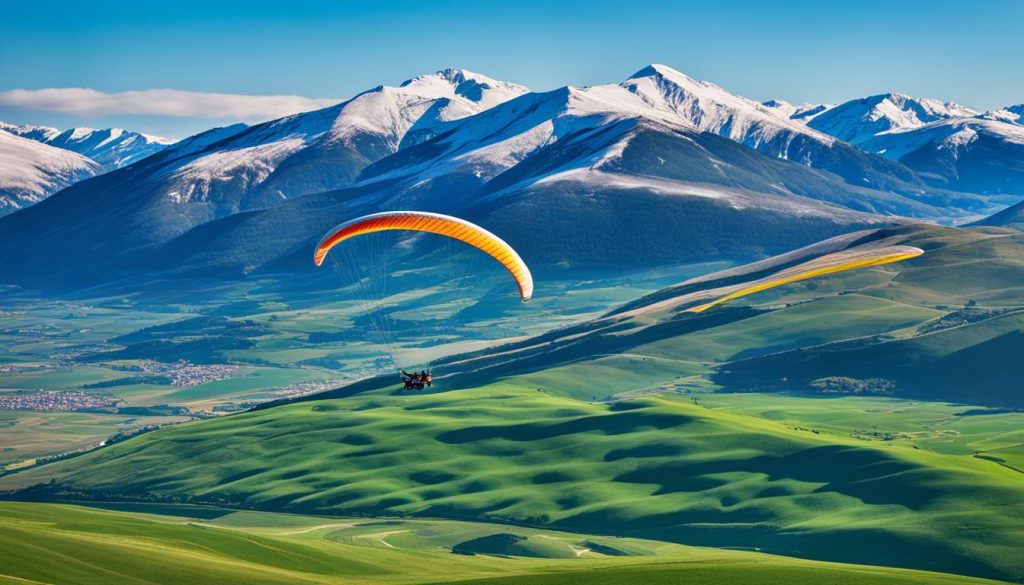 Paragliding over Castelluccio, Italy