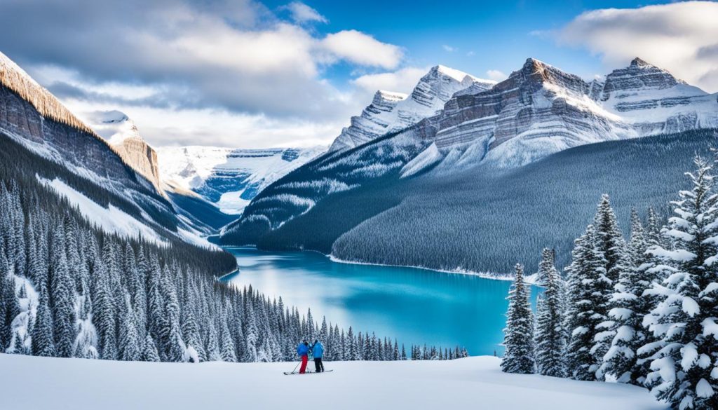 scenic winter landscape of Lake Louise