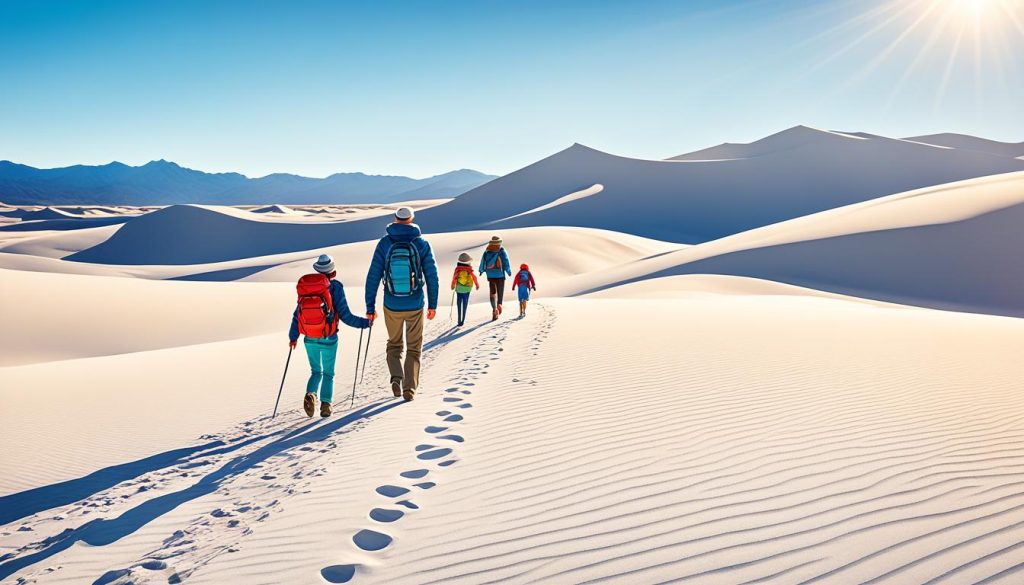 Family exploring White Sands National Park