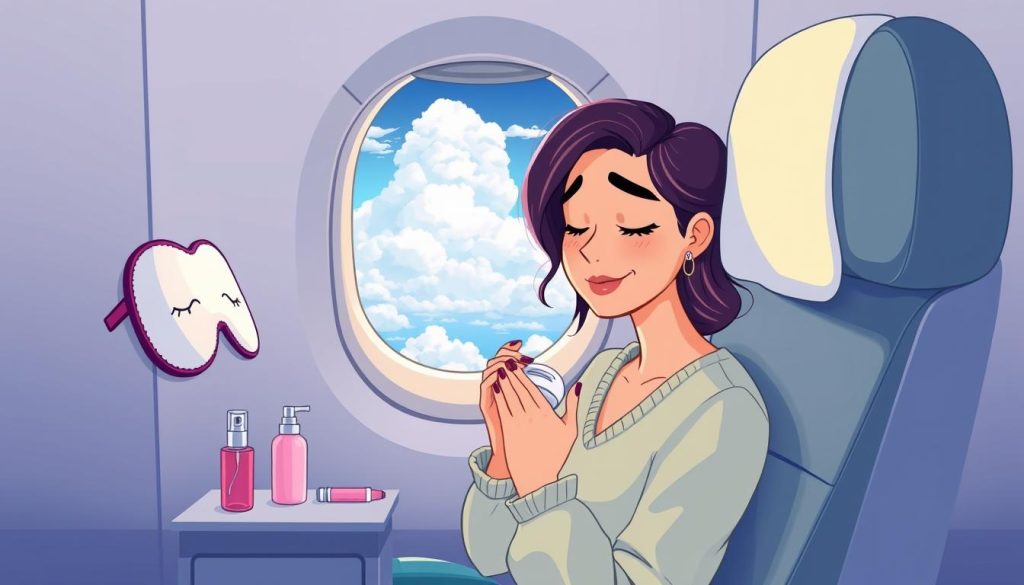 In-flight beauty routine